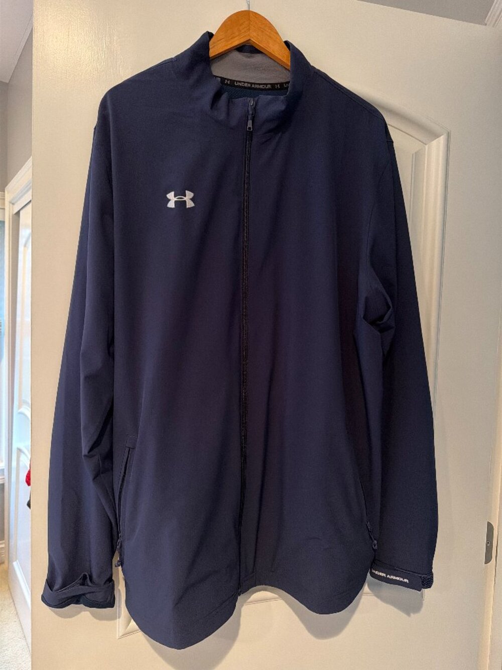 Under Armour Navy Blue Full zip Jacket Windbreaker Mens 2XL